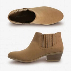 American Eagle Shanna Chelsea Ankle Boot Cognac Slip On Faux Suede Women’s 7